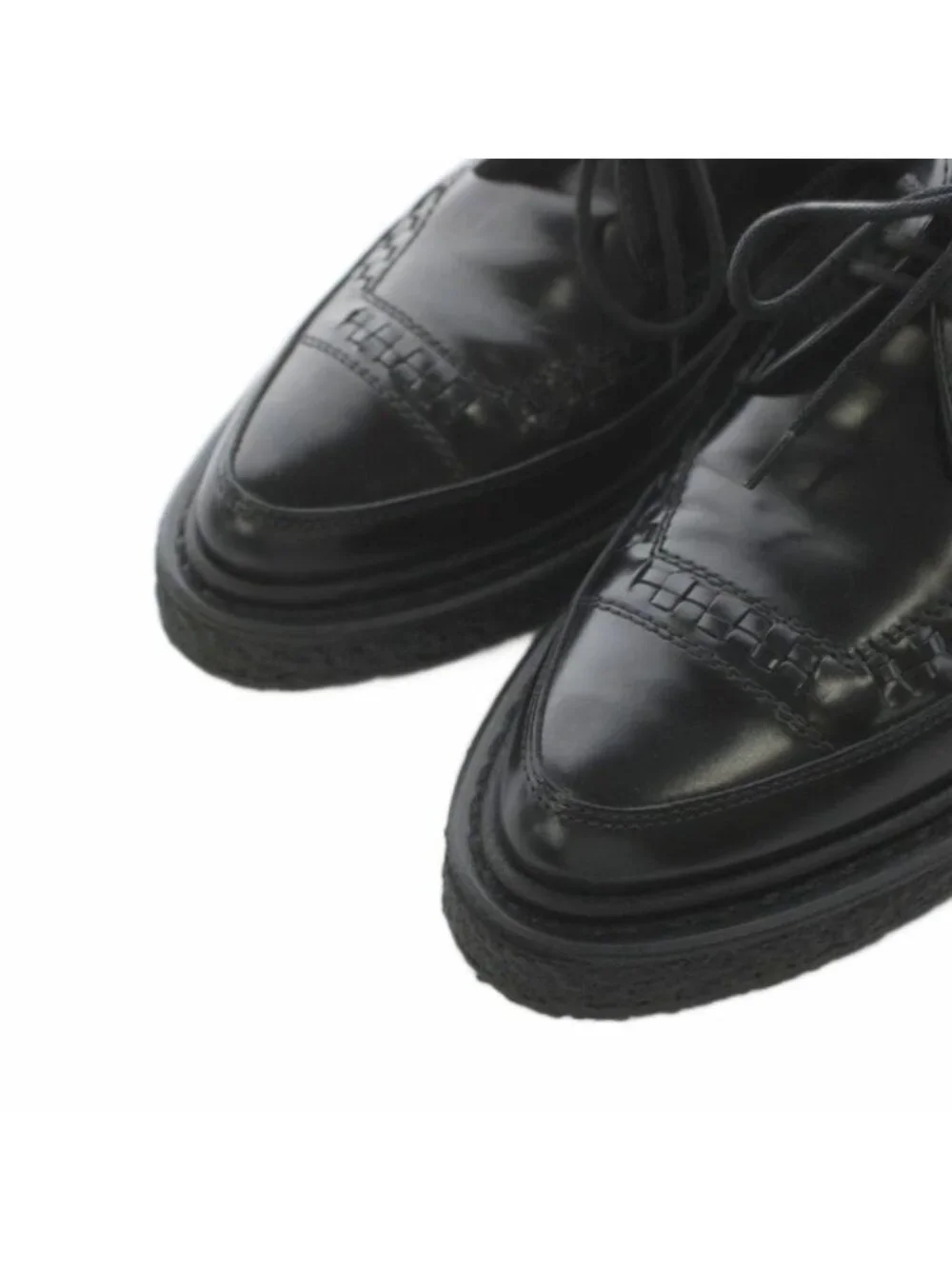Saint Laurent Paris Creepers Loafers Pointed Toe Leather 37 Black Heel - Picture 6 of 7